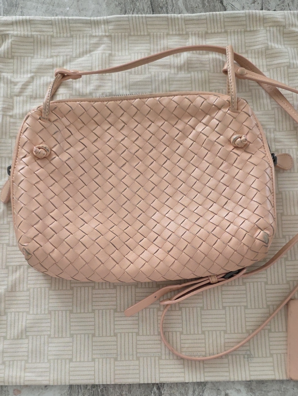 Bottega Venetta Woven Leather Crossbody Bag - Blush Pink